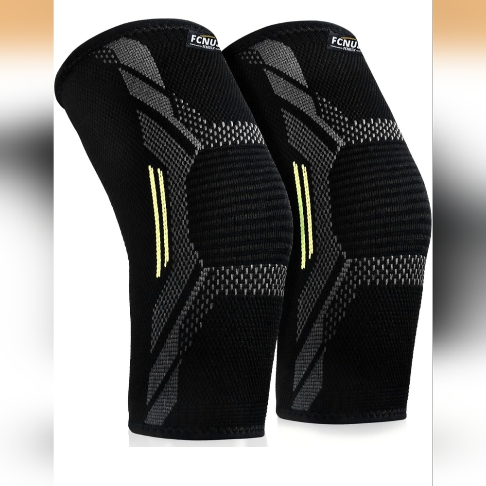 Compression Elbow Sleeves Black with Yellow Accent, Size Small